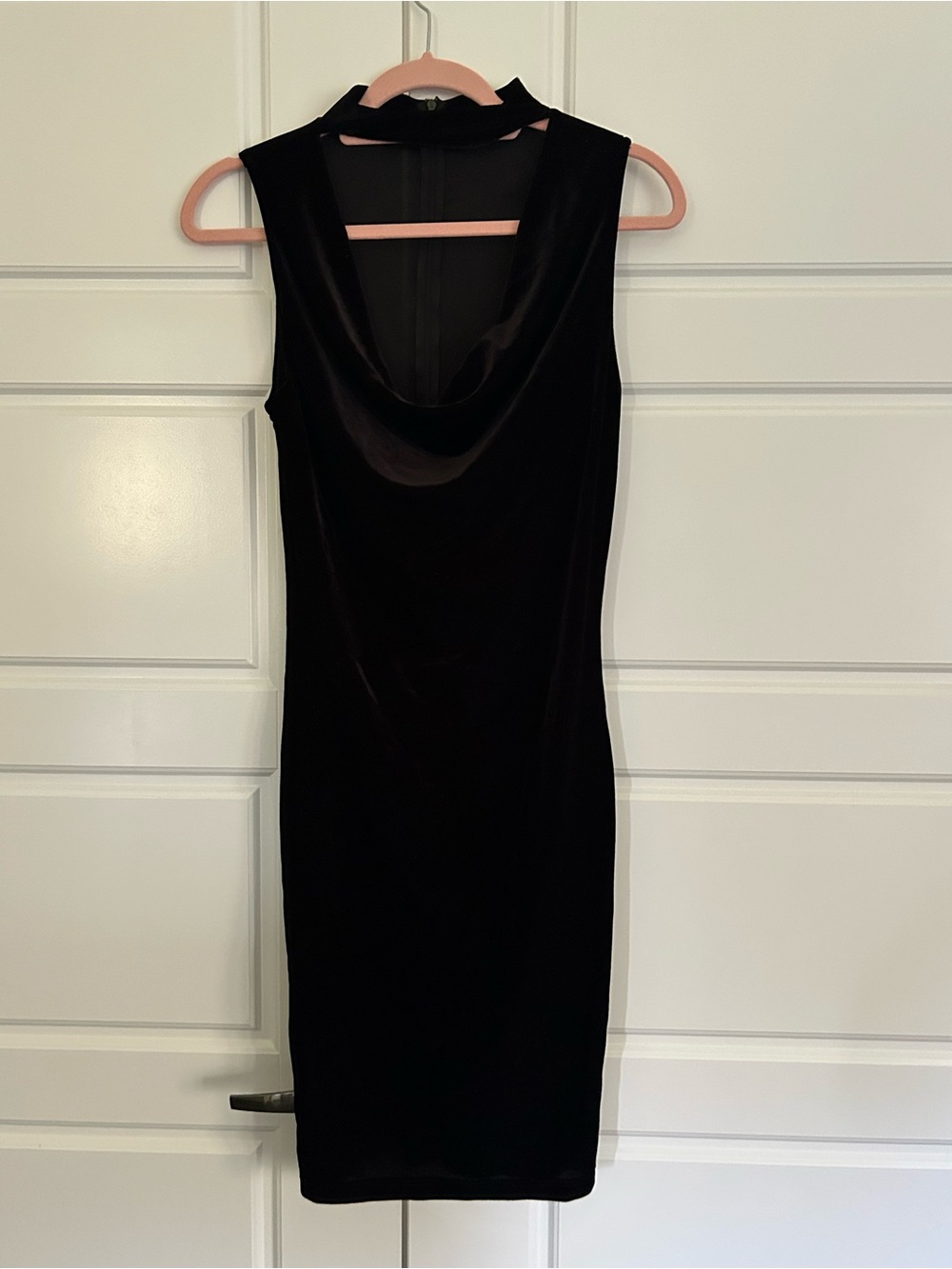 CHELSEA Women's Black Velvet Cowl Neck Dress